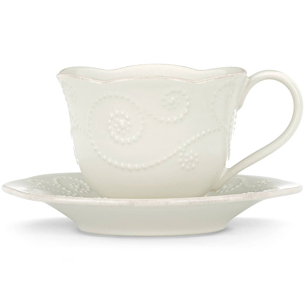 French Perle White Cup and Saucer