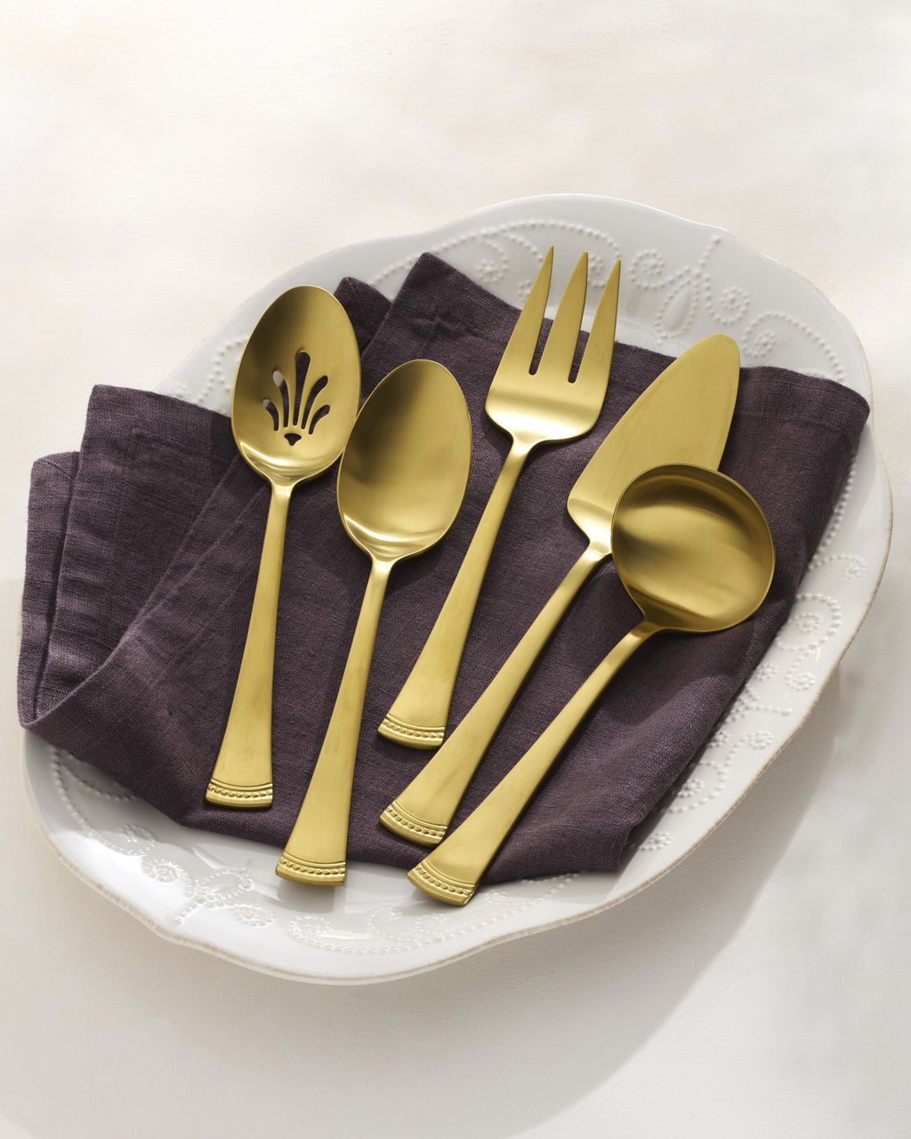 Portola Gold Satin 5 Piece Hostess Set
